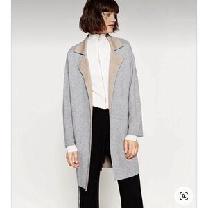 Zara Grey Knit Women's Soft Open Front Long Sweater Cardigan Jacket Size Medium